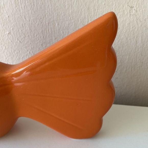 Set Of 2 Global Views Orange Mod Art Deco Bird Vases - Picture 5 of 11